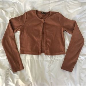 Zara Brown Button Cropped Cardigan